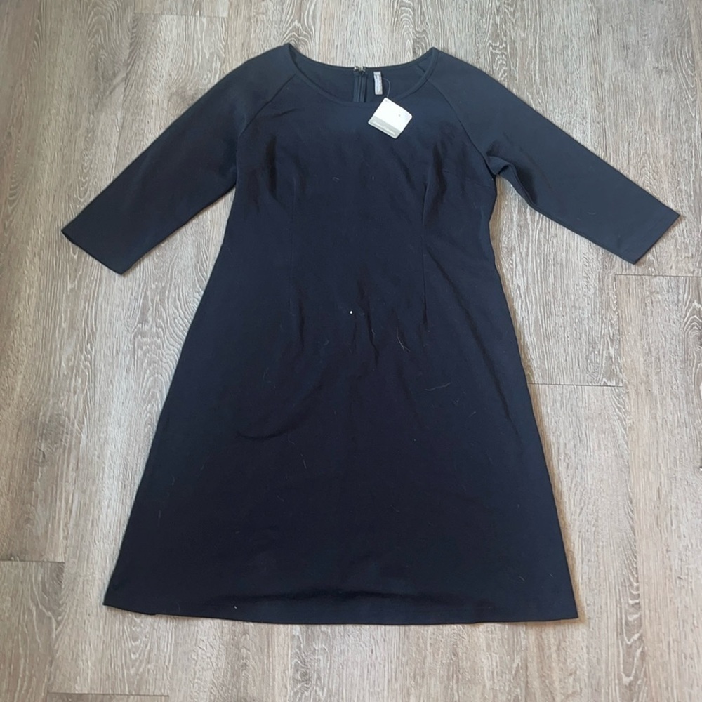 New nwt Hanna Andersson Black X-Large sheath Cotton Dress 3/4 length sleeves